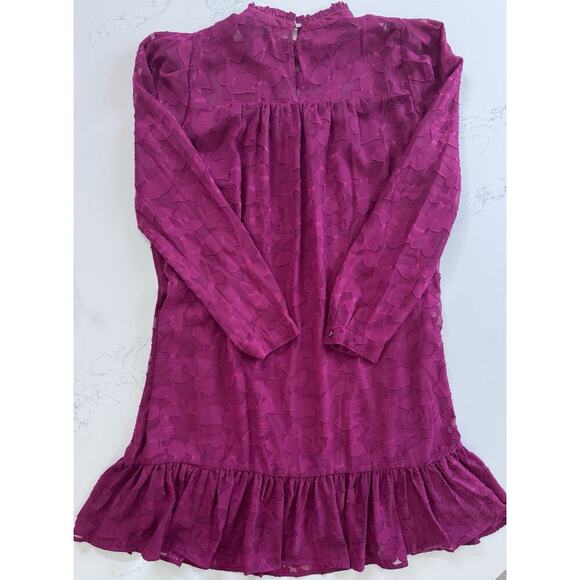 Tommy Hilfiger Pink Purple Long Sleeve MIDI Dress Embroidered Chiffon Size 8 - Picture 11 of 16